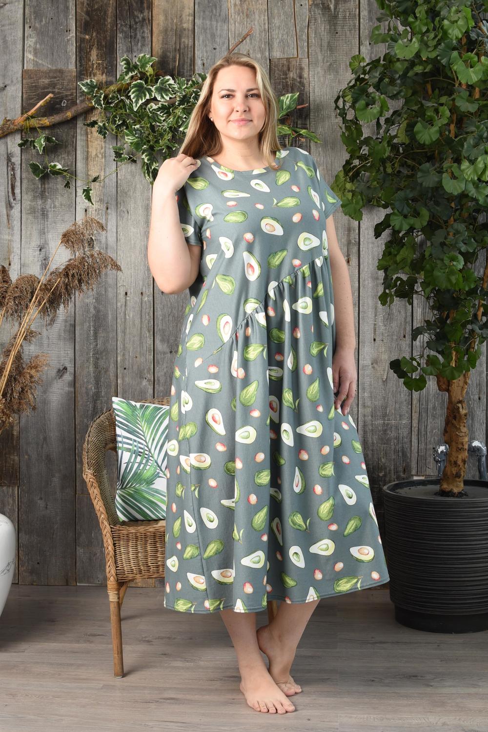 Фото товара 20829, длинное платье с авокадо